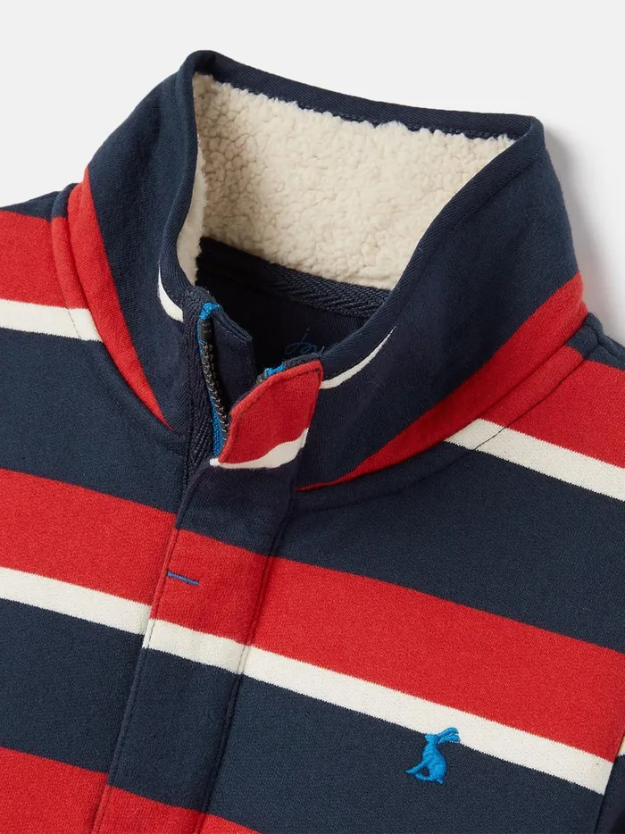 Joules Sweatshirts and Hoodies Boys RedNavy Quarter Zip Sweatshirt With Fleece Lining