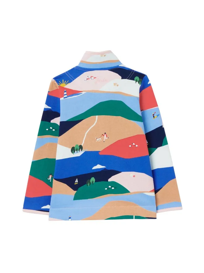 Joules Sweatshirts and Hoodies Girls Blue FairdalePrinted Half Zip Sweatshirt