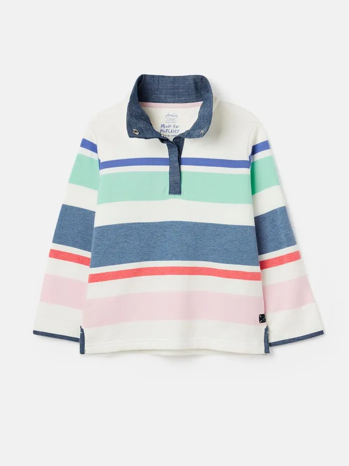 Joules Sweatshirts and Hoodies Girls Cream Overhead Half Popper Sweatshirt