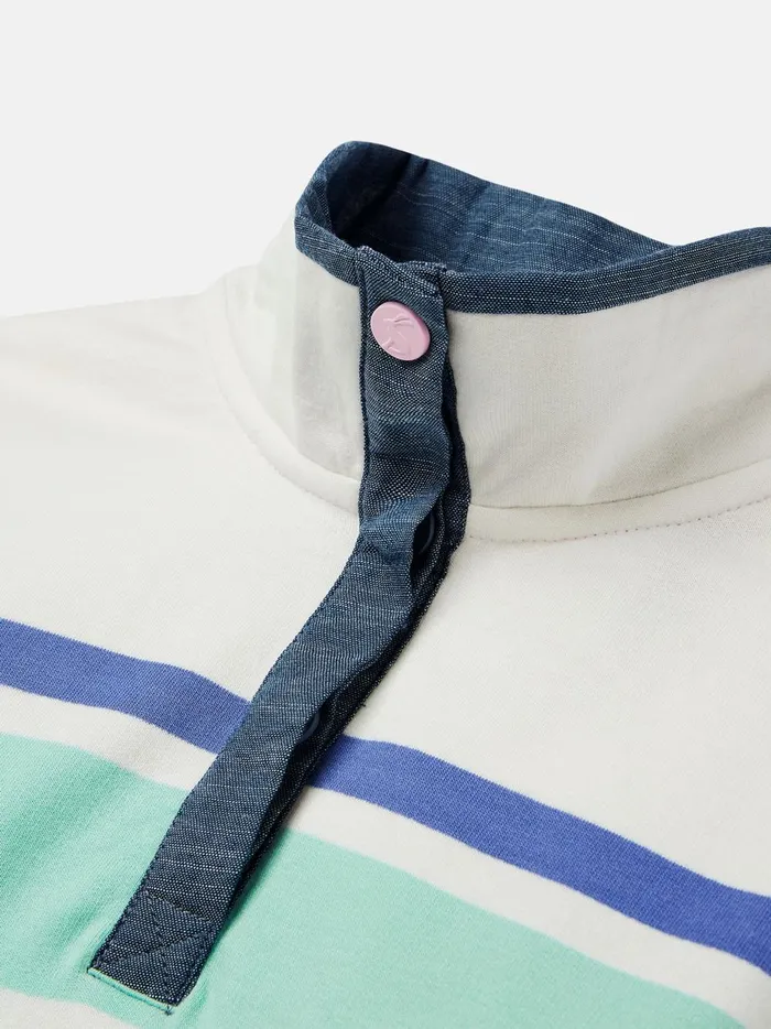 Joules Sweatshirts and Hoodies Girls Cream Overhead Half Popper Sweatshirt