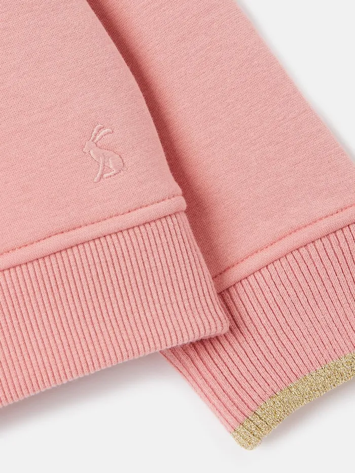 Joules Sweatshirts and Hoodies Girls Pink Embroidered Artwork Crew Neck Sweatshirt