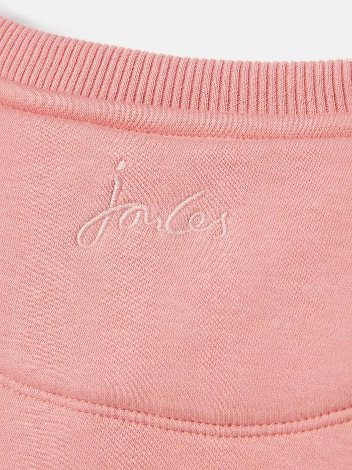 Joules Sweatshirts and Hoodies Girls Pink Embroidered Artwork Crew Neck Sweatshirt