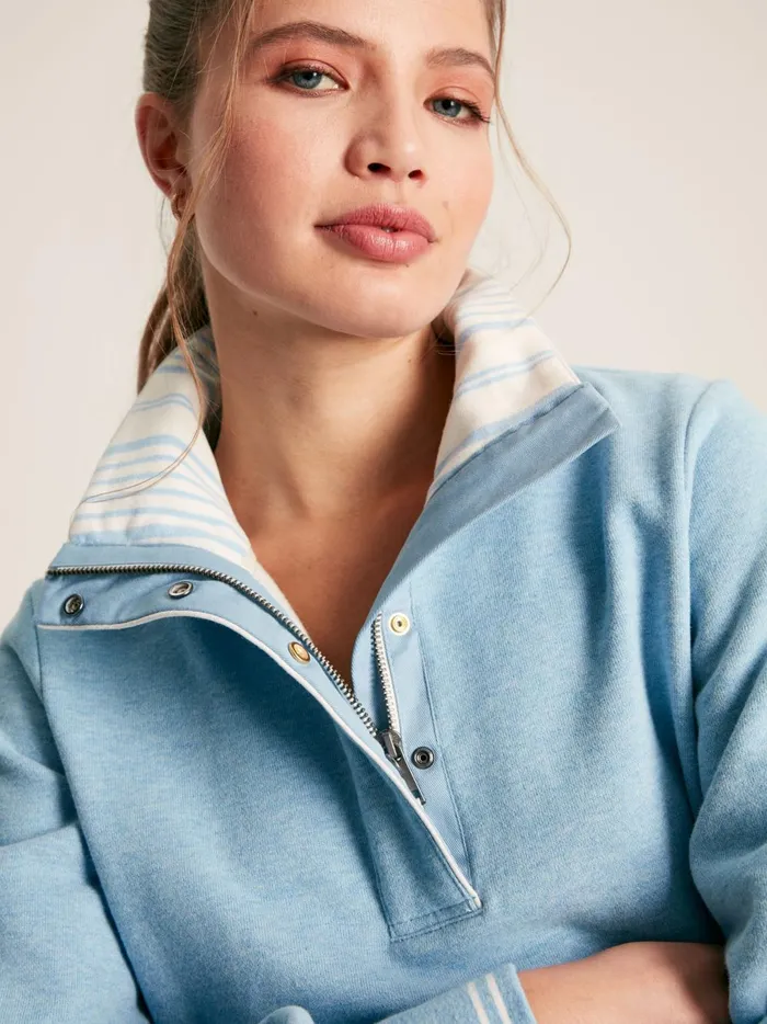 Joules Sweatshirts and Hoodies Women Blue Quarter Zip Funnel Neck Sweatshirt