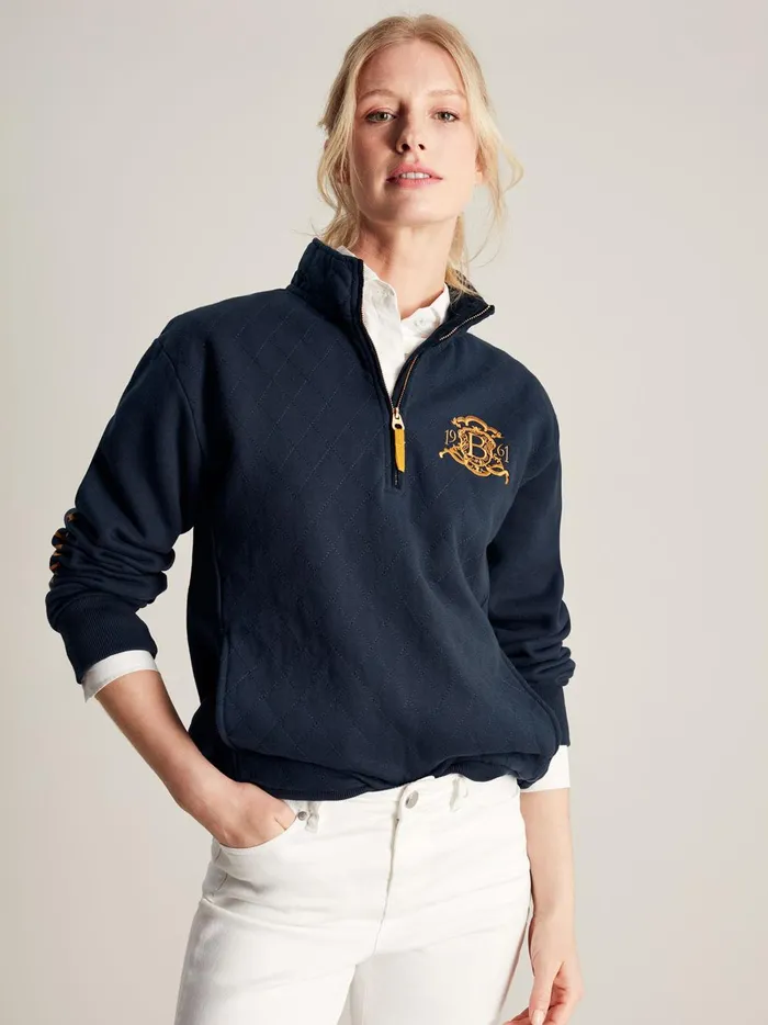 Joules Sweatshirts and Hoodies Women Blue Quarter Zip Quilted Sweatshirt