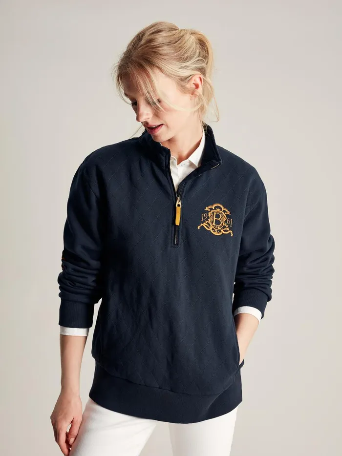 Joules Sweatshirts and Hoodies Women Blue Quarter Zip Quilted Sweatshirt