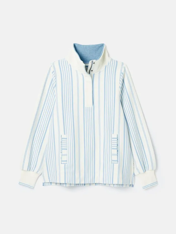 Joules Sweatshirts and Hoodies Women BlueWhite Quarter Zip Funnel Neck Sweatshirt