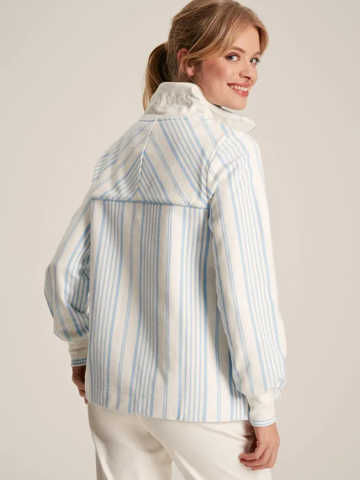 Joules Sweatshirts and Hoodies Women BlueWhite Quarter Zip Funnel Neck Sweatshirt