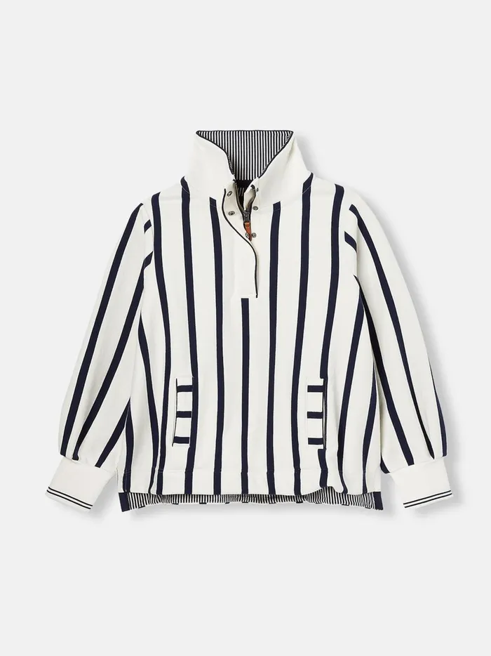 Joules Sweatshirts and Hoodies Women CreamNavy Quarter Zip Funnel Neck Sweatshirt