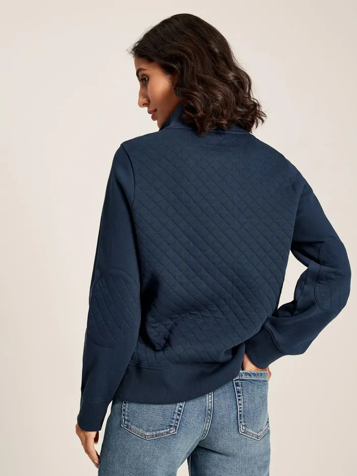 Joules Sweatshirts and Hoodies Women Navy Blue Quilted Zip Sweat Top