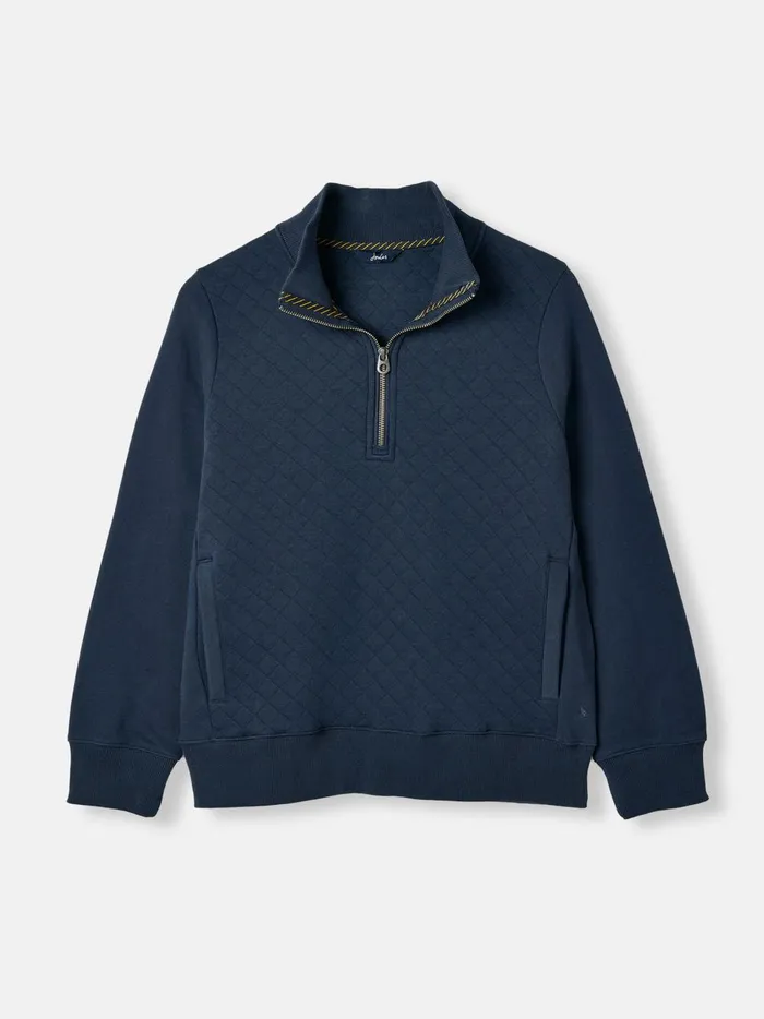Joules Sweatshirts and Hoodies Women Navy Blue Quilted Zip Sweat Top