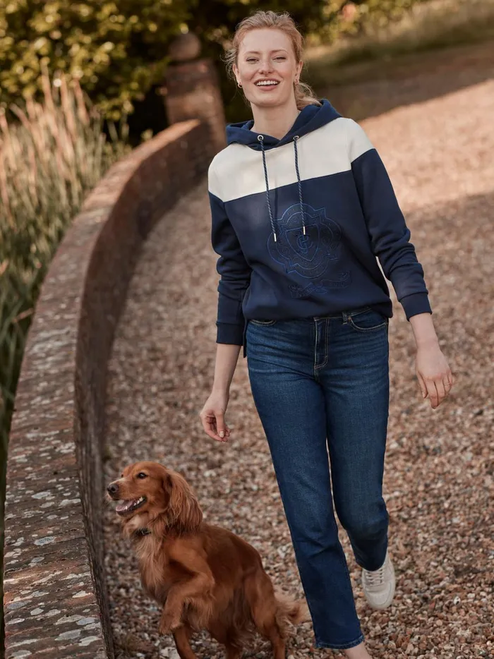 Joules Sweatshirts and Hoodies Women Navy Embroidered Hoodie