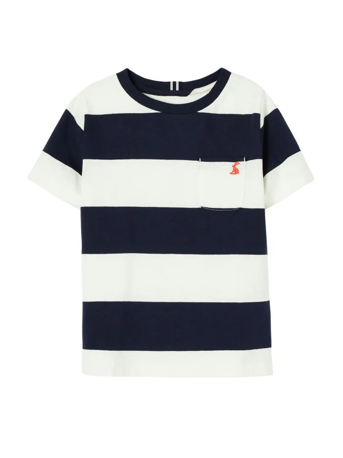 Joules Tops and Tshirts Boys Blue Laundered Stripe Short Sleeve TShirt 212 Years