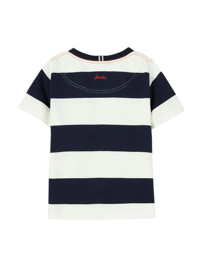 Joules Tops and Tshirts Boys Blue Laundered Stripe Short Sleeve TShirt 212 Years