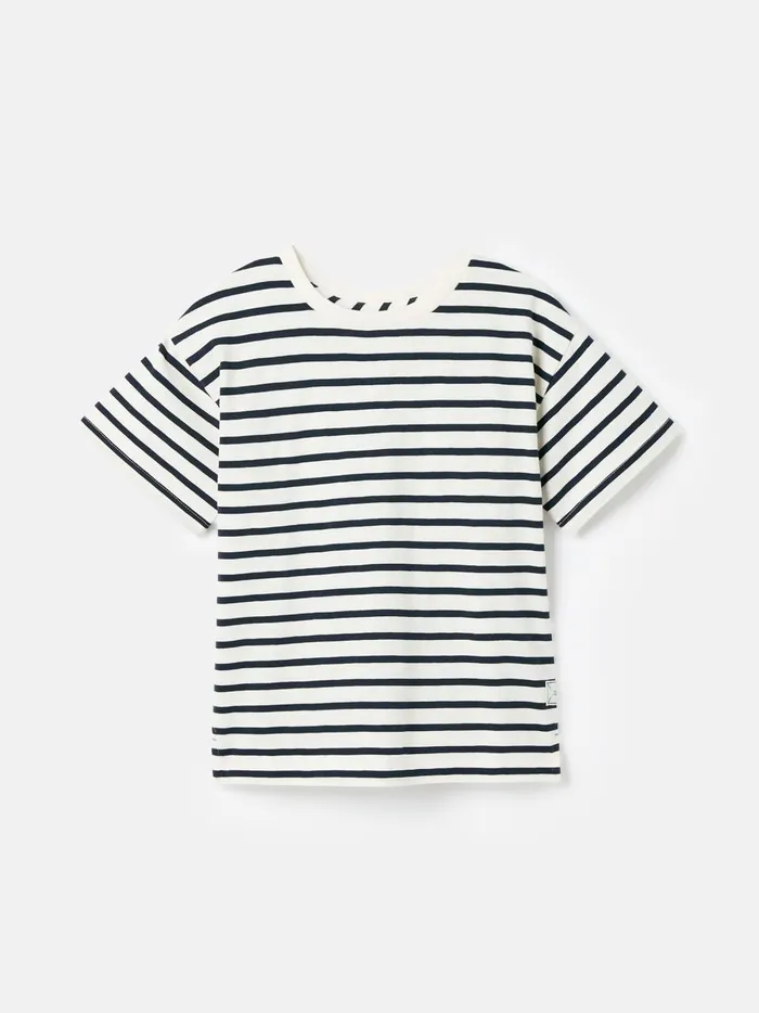Joules Tops and Tshirts Boys Cream and Navy Short Sleeve Stripe TShirt