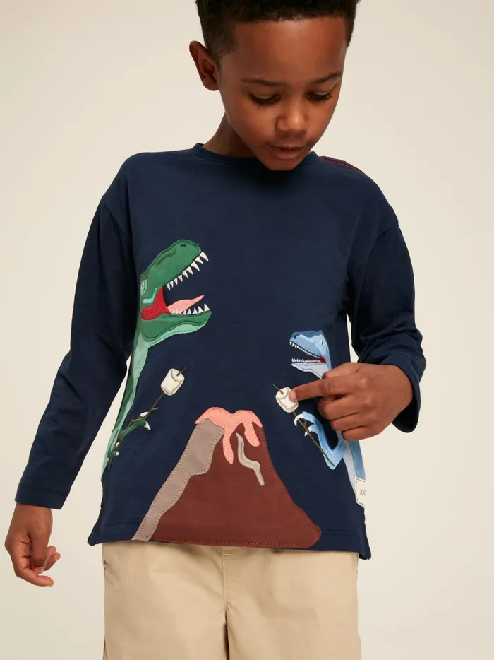 Joules Tops and Tshirts Boys Navy Long Sleeve Dinosaur TShirt