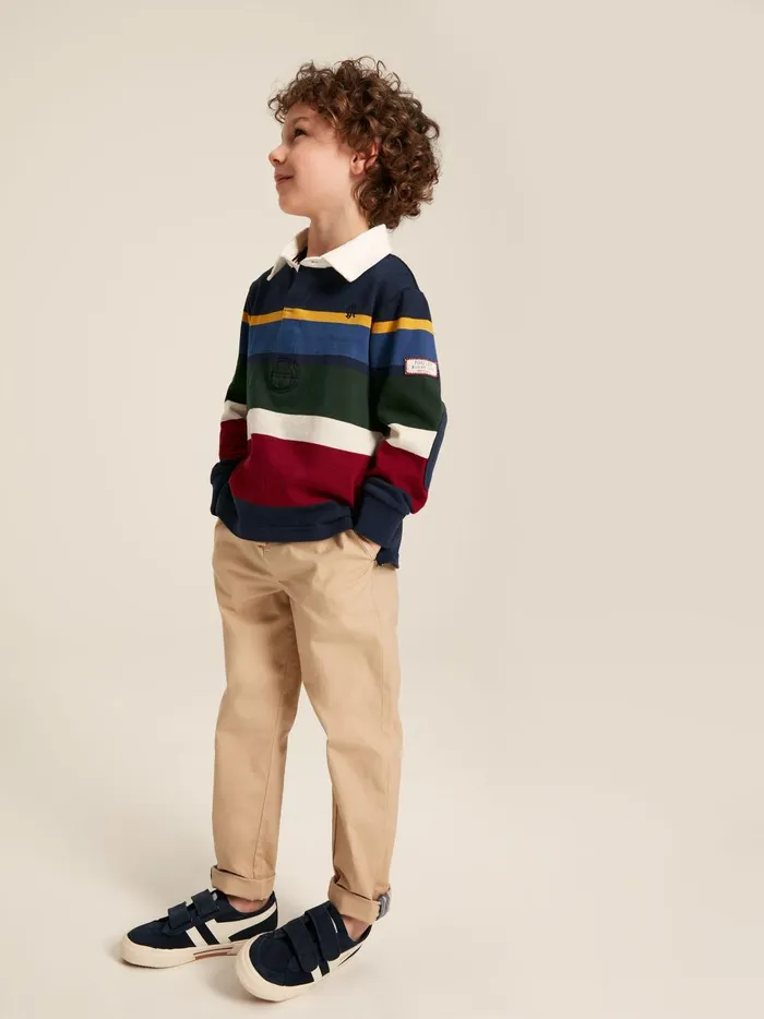 Joules Tops and Tshirts Boys Navy Striped Cotton Rugby Shirt