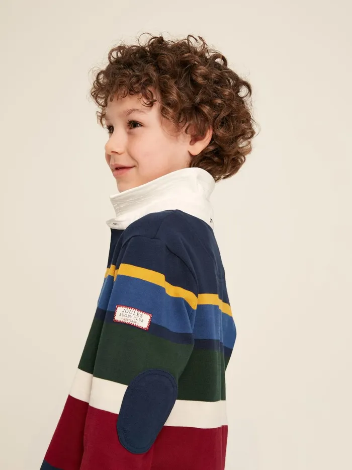 Joules Tops and Tshirts Boys Navy Striped Cotton Rugby Shirt