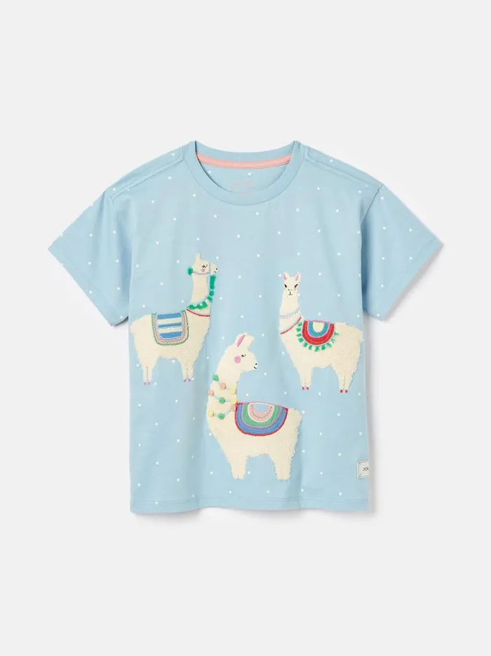 Joules Tops and Tshirts Girls Blue Short Sleeve Artwork TShirt