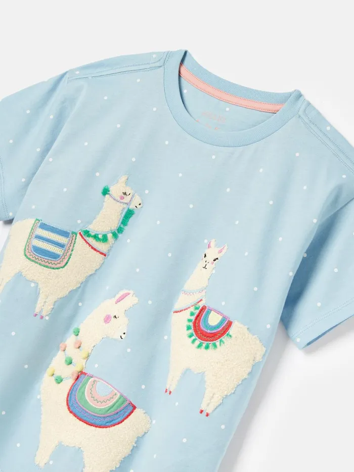 Joules Tops and Tshirts Girls Blue Short Sleeve Artwork TShirt