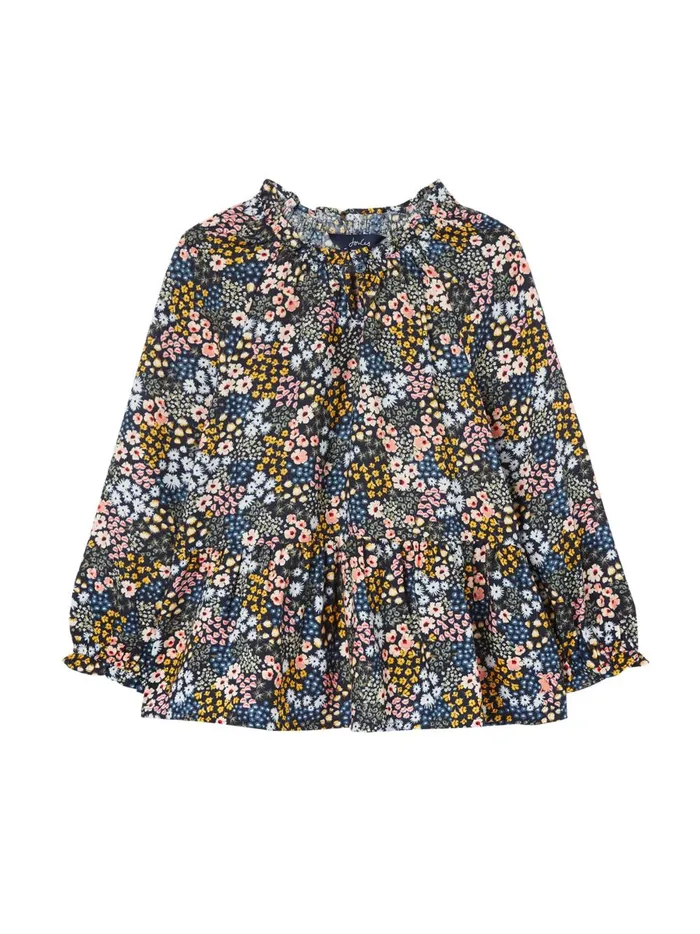 Joules Tops and Tshirts Girls Blue Tilly Notch Neck Tiered Woven Top 212 Years