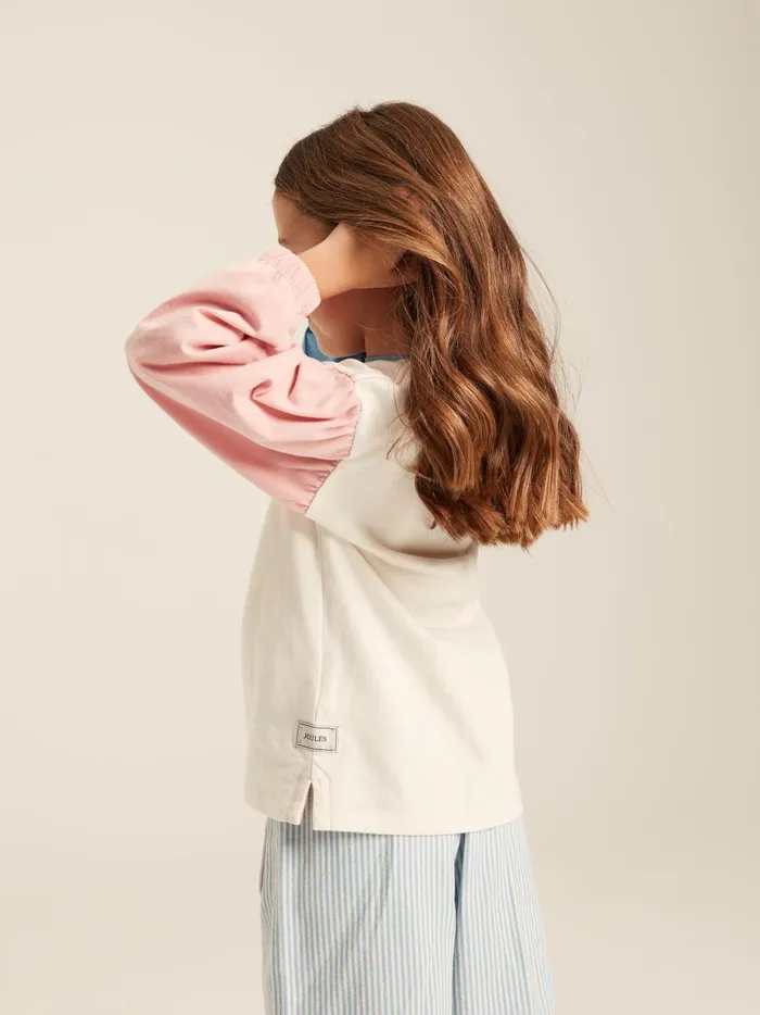 Joules Tops and Tshirts Girls Cream Long Sleeve Embroidered Artwork Top