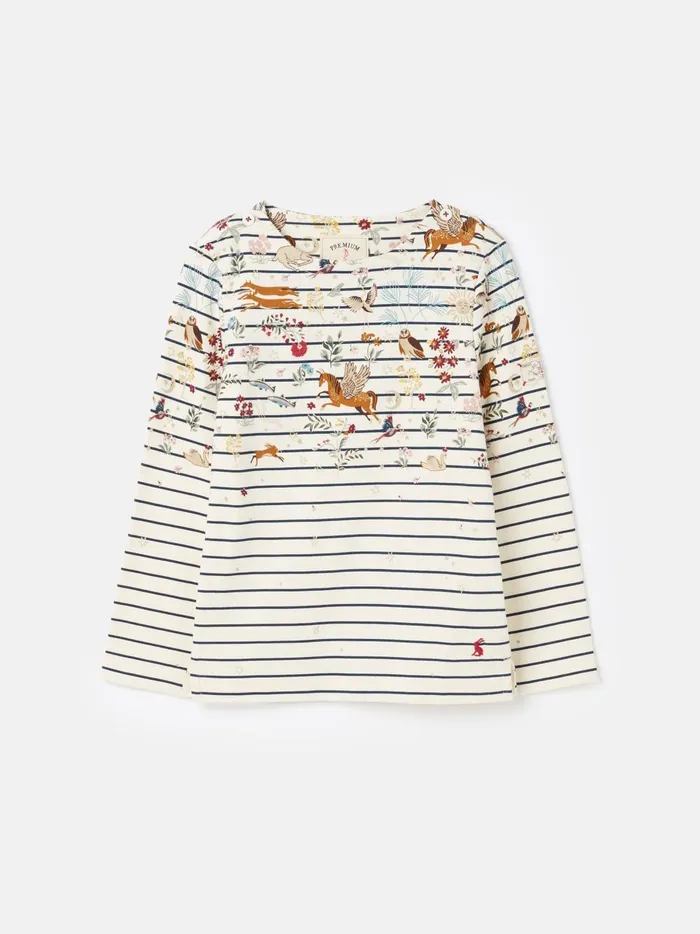Joules Tops and Tshirts Girls Cream Striped Cotton Long Sleeve Top