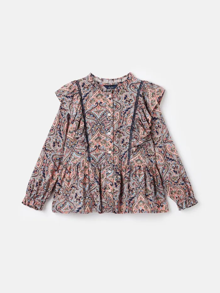 Joules Tops and Tshirts Girls Pink Long Sleeve Paisley Blouse
