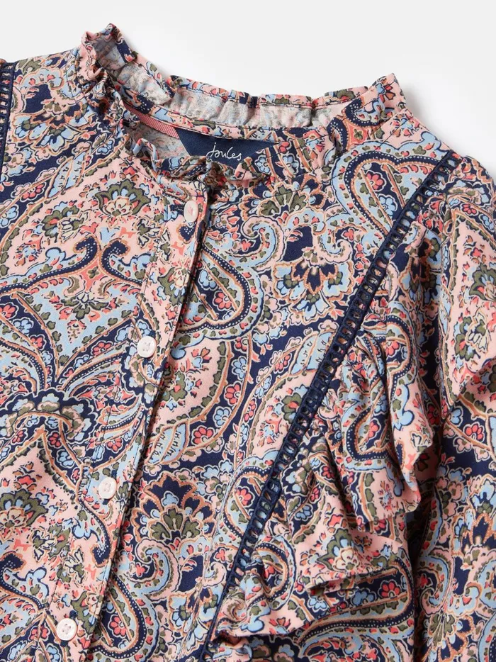 Joules Tops and Tshirts Girls Pink Long Sleeve Paisley Blouse