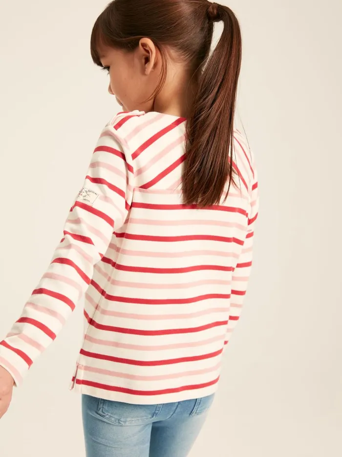 Joules Tops and Tshirts Girls Pink Striped Long Sleeve Jersey Top