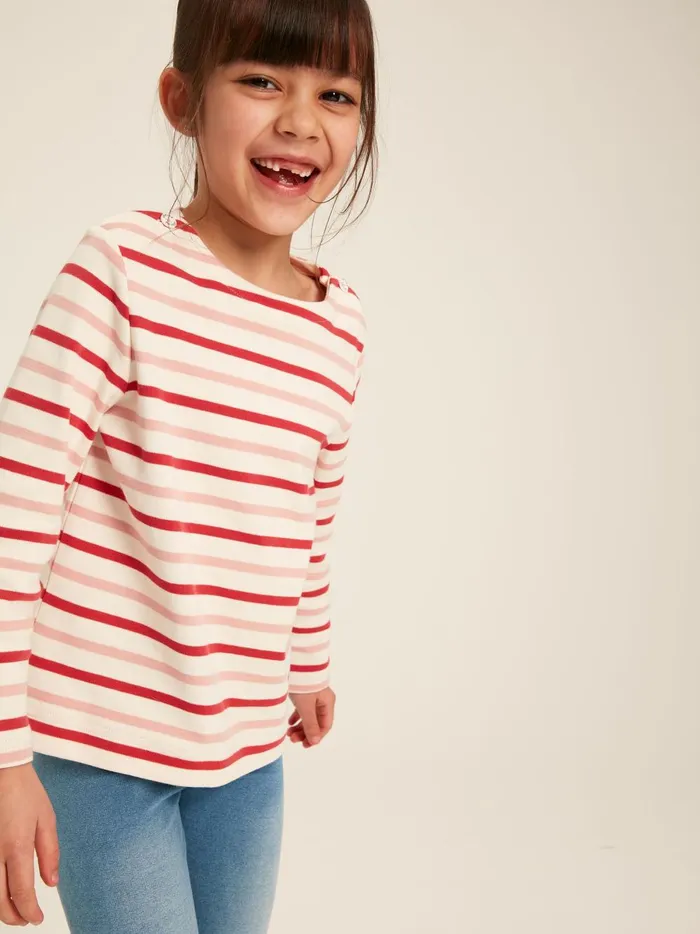 Joules Tops and Tshirts Girls Pink Striped Long Sleeve Jersey Top
