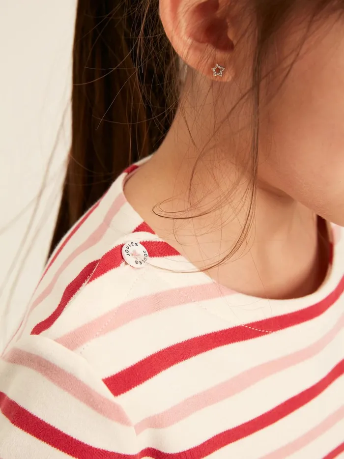 Joules Tops and Tshirts Girls Pink Striped Long Sleeve Jersey Top