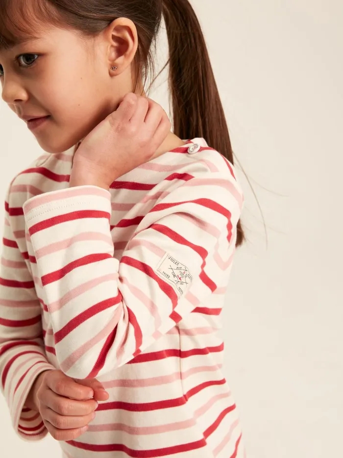 Joules Tops and Tshirts Girls Pink Striped Long Sleeve Jersey Top
