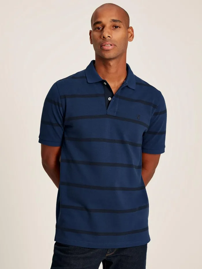 Joules Tops and Tshirts Men Blue Classic Fit Striped Polo Shirt