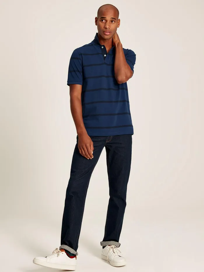 Joules Tops and Tshirts Men Blue Classic Fit Striped Polo Shirt