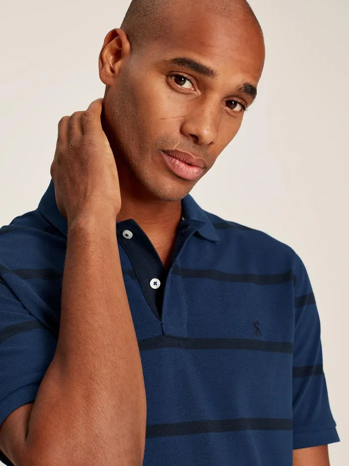 Joules Tops and Tshirts Men Blue Classic Fit Striped Polo Shirt