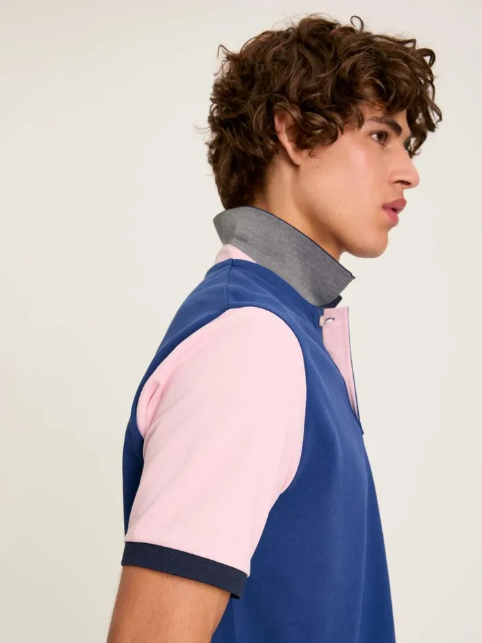 Joules Tops and Tshirts Men Blue Colourblock Classic Fit Polo Shirt