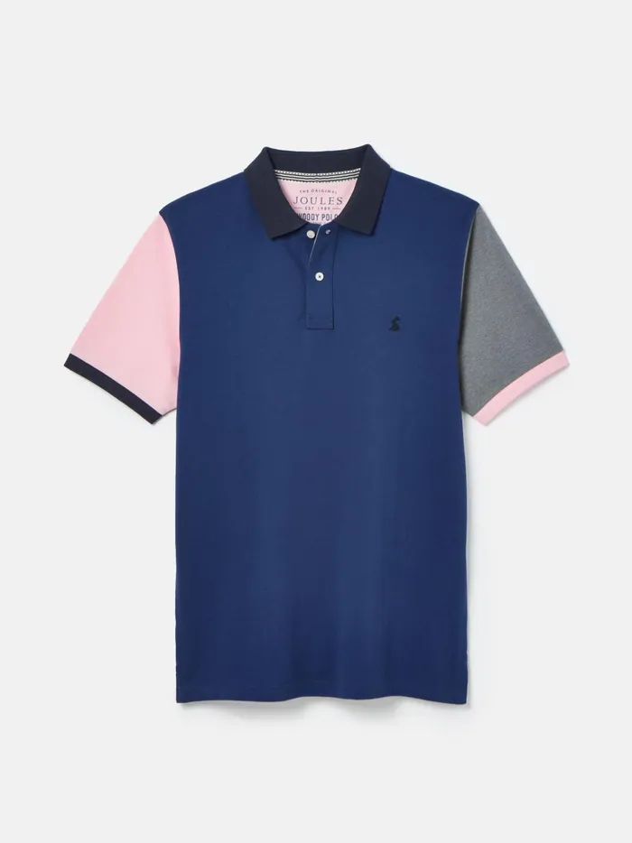 Joules Tops and Tshirts Men Blue Colourblock Classic Fit Polo Shirt