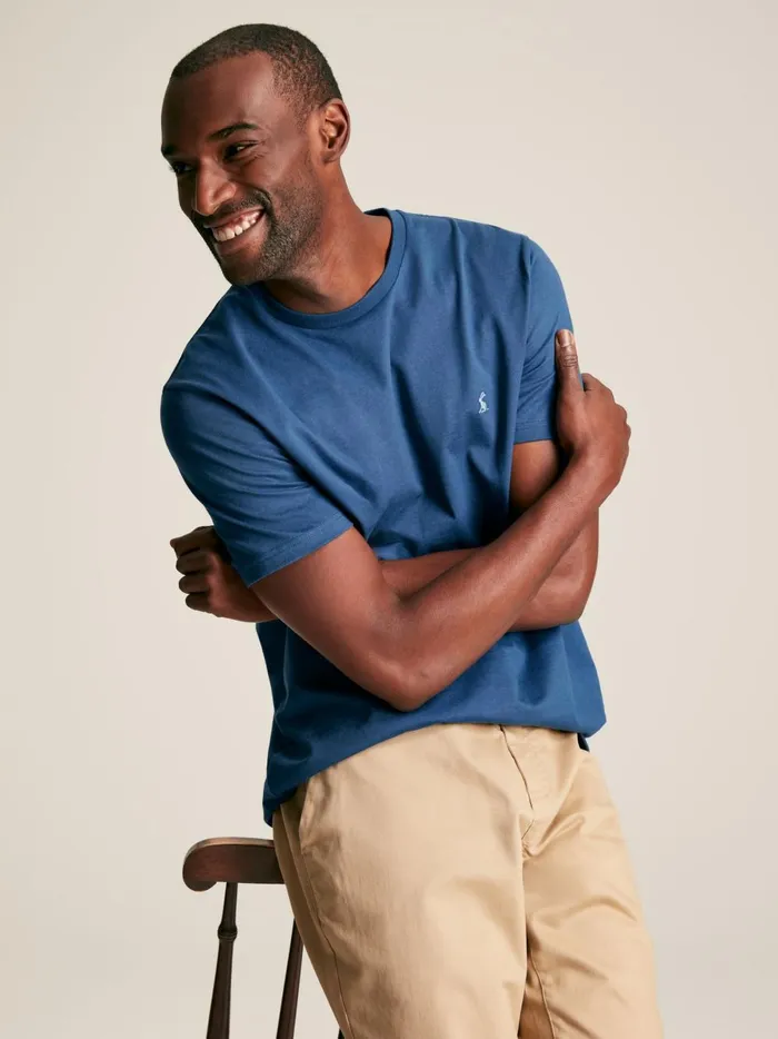 Joules Tops and Tshirts Men Blue Plain Jersey Crew Neck TShirt