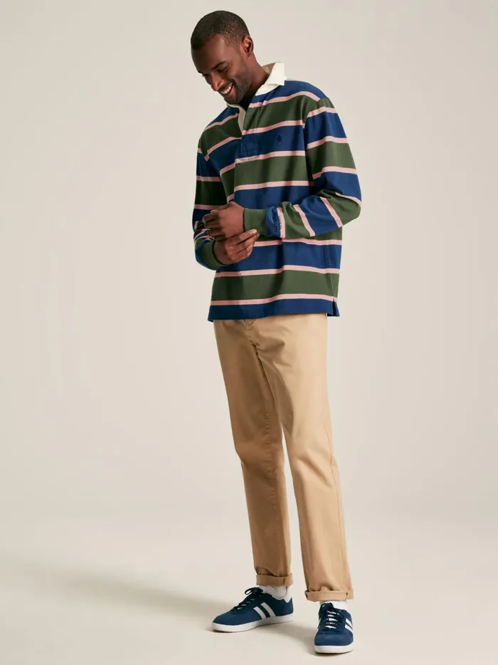 Joules Tops and Tshirts Men GreenNavy Striped Rugby Shirt