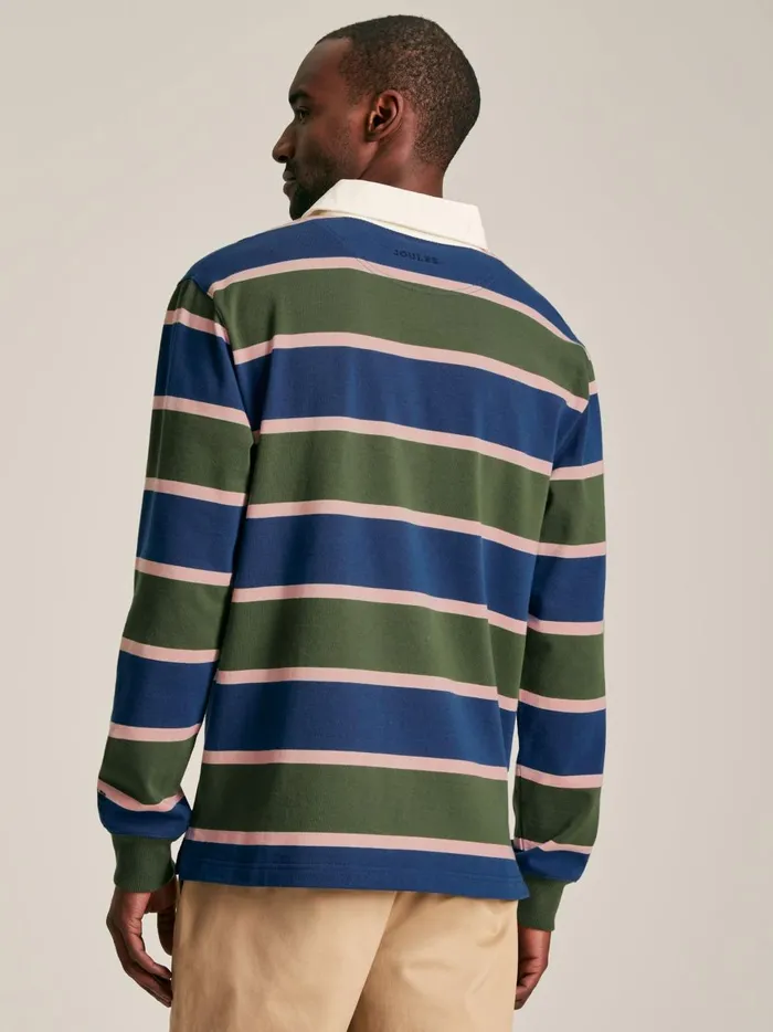 Joules Tops and Tshirts Men GreenNavy Striped Rugby Shirt