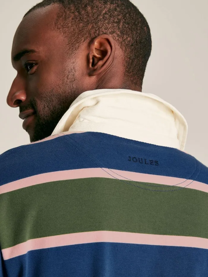 Joules Tops and Tshirts Men GreenNavy Striped Rugby Shirt
