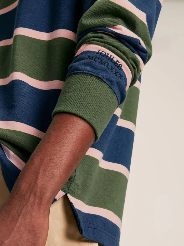 Joules Tops and Tshirts Men GreenNavy Striped Rugby Shirt