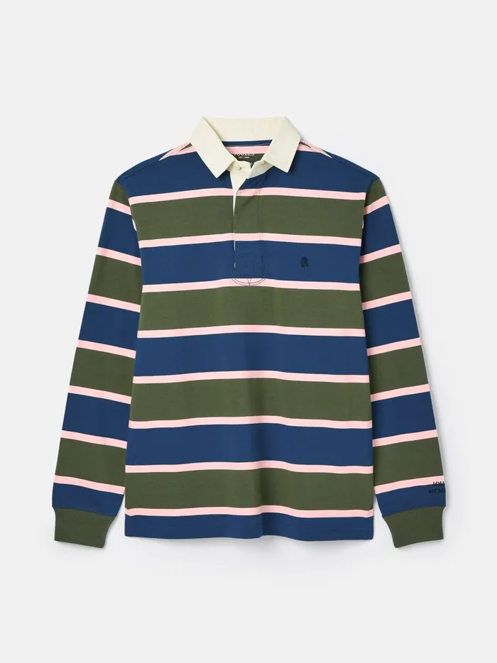 Joules Tops and Tshirts Men GreenNavy Striped Rugby Shirt