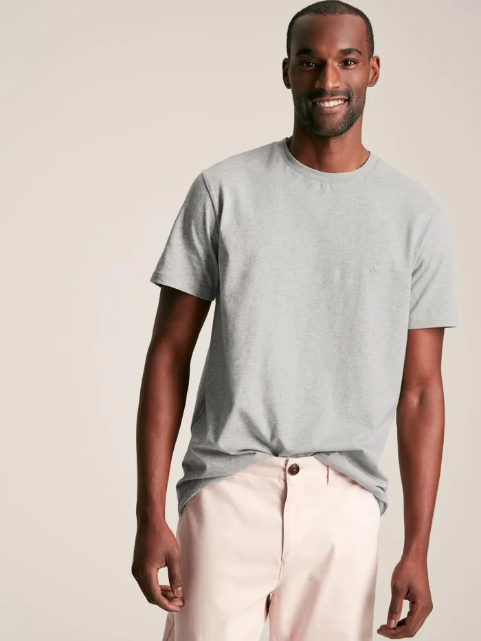 Joules Tops and Tshirts Men Grey Plain Jersey Crew Neck TShirt