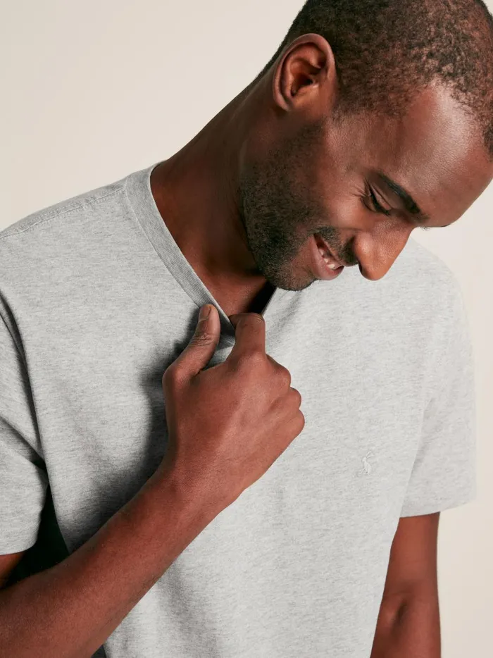 Joules Tops and Tshirts Men Grey Plain Jersey Crew Neck TShirt