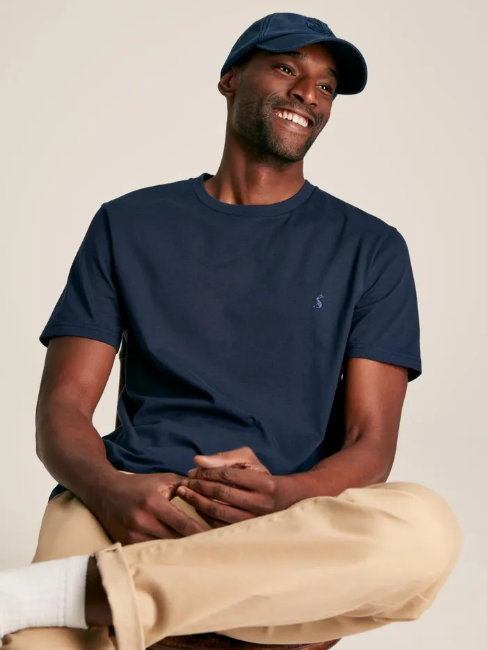 Joules Tops and Tshirts Men Navy Plain Jersey Crew Neck TShirt