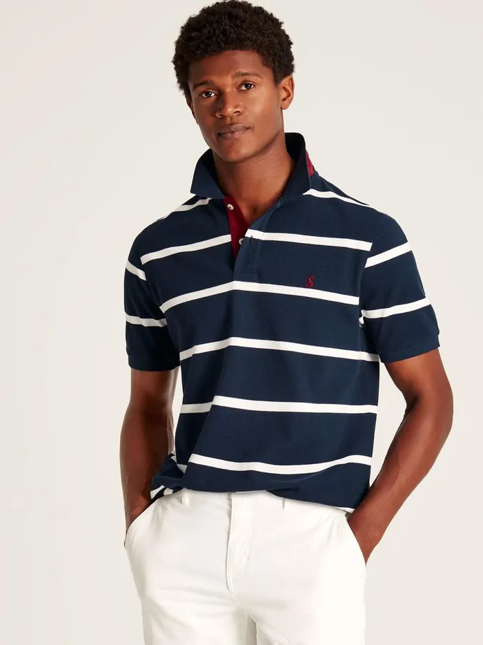 Joules Tops and Tshirts Men NavyWhite Classic Fit Striped Polo Shirt