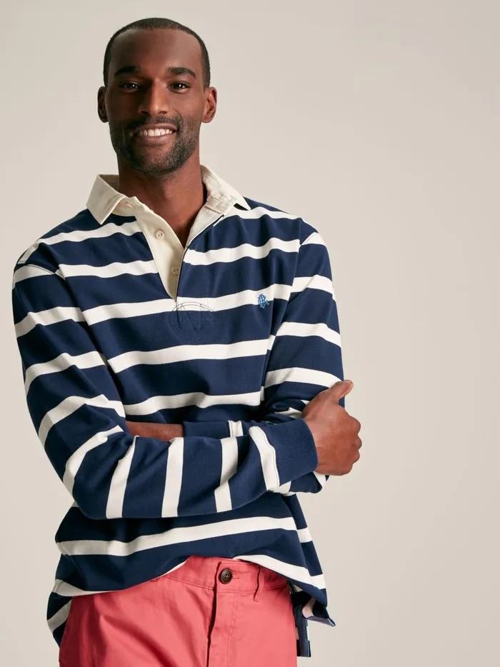 Joules Tops and Tshirts Men NavyWhite Striped Rugby Shirt