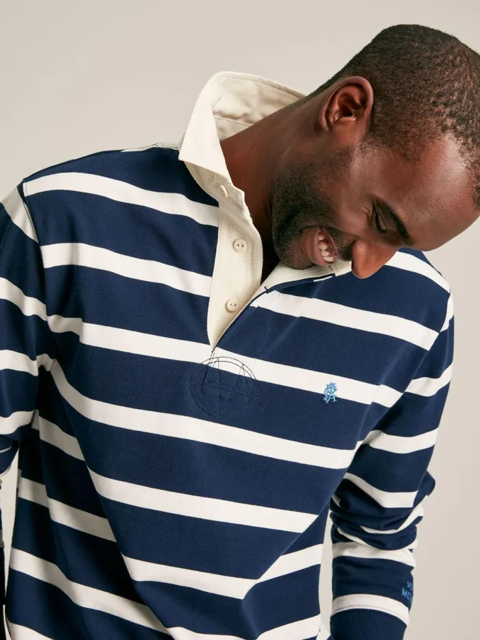 Joules Tops and Tshirts Men NavyWhite Striped Rugby Shirt