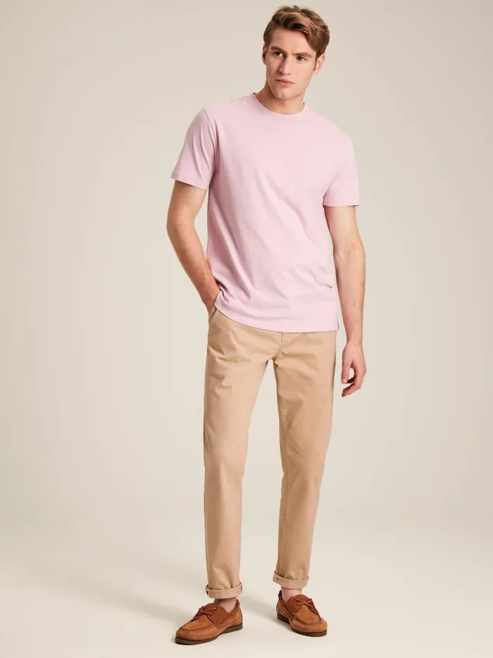 Joules Tops and Tshirts Men Pink Plain Jersey Crew Neck TShirt